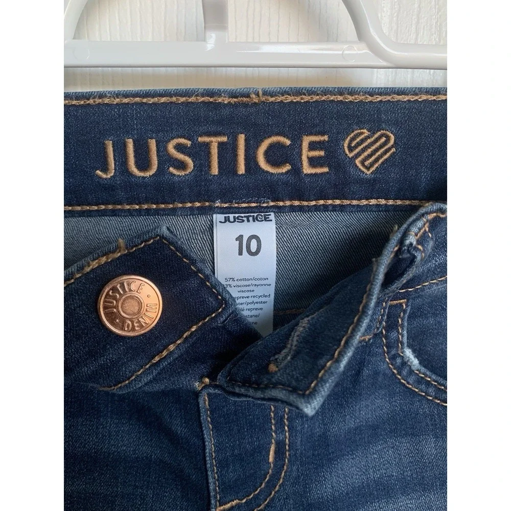 Justice Girls Dark Wash Distressed Size 10 Skinny Jeans‎